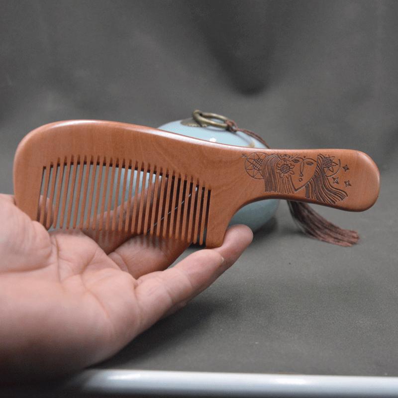 Natural Anti-Static Peach Wood Comb for Men & Women’s Long Hair with Buffalo Horn