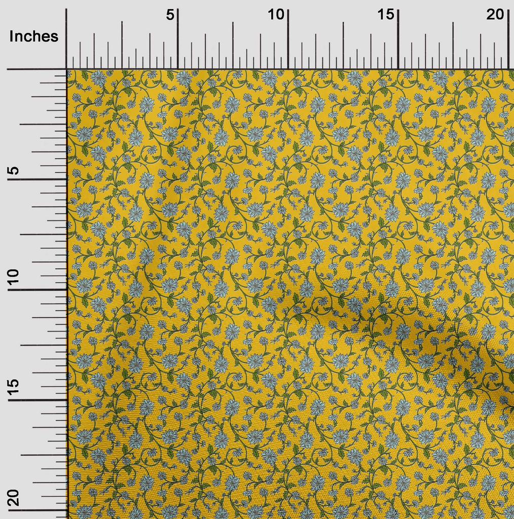 oneOone Cotton Cambric Marzipan Fabric Leaves & Flower Floral Sewing Material Print Fabric By The Yard 42 Inch
