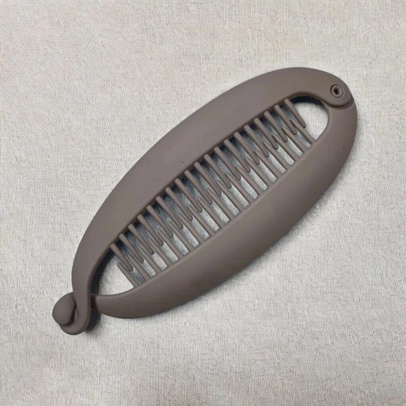 

European and American Style Matte Simple Large Ponytail Clip, Elegant Banana Clip Hair Accessory for Women, Versatile Hairpin Vertical Clip Coffee Color