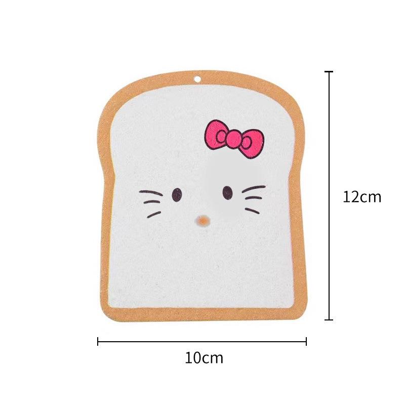 Cartoon Toast Compressed Wood Pulp Sponge Scrubber for Kitchen Cleaning