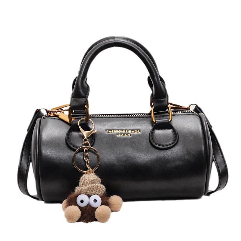 Portable small bag women's 2025 new autumn and winter retro fashion cylinder bag high-end versatile messenger bag