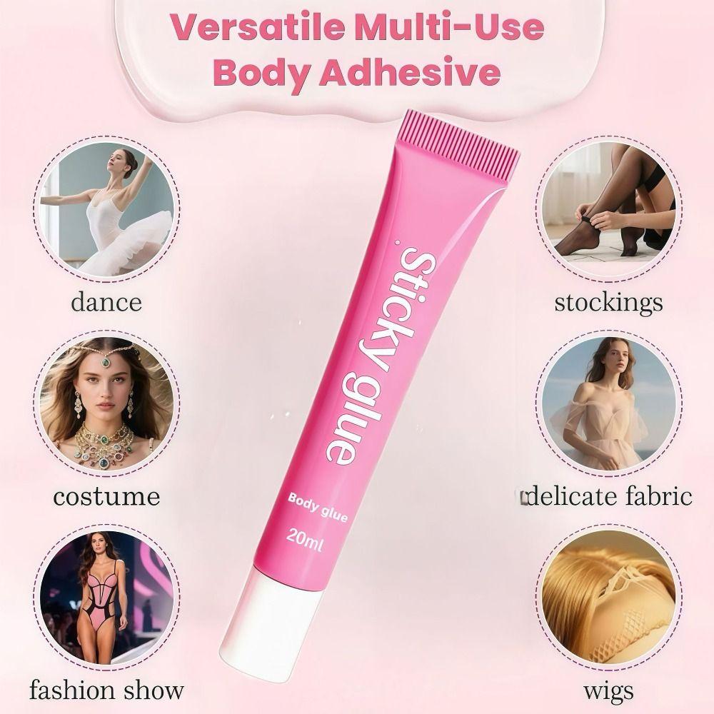 Adesivo Trasparente 20ML per Corpo Asciugatura Rapida Colla per Corpo Adesivo Anti-Esposizione per Abiti Senza Spalline
