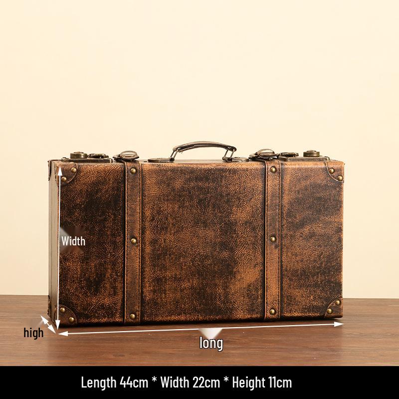 Vintage American Retro Leather-Wooden Suitcase Display and Photography Prop