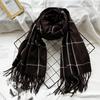 Versatile Winter Plaid Imitation Cashmere Scarf for Girls Warm Tassel  New Style Shawl for Boys