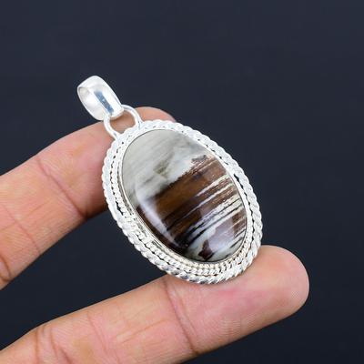 Silver Leaf Jasper Stone Sister Bezel New Pendant Jewelry 925 Sterling Silver
