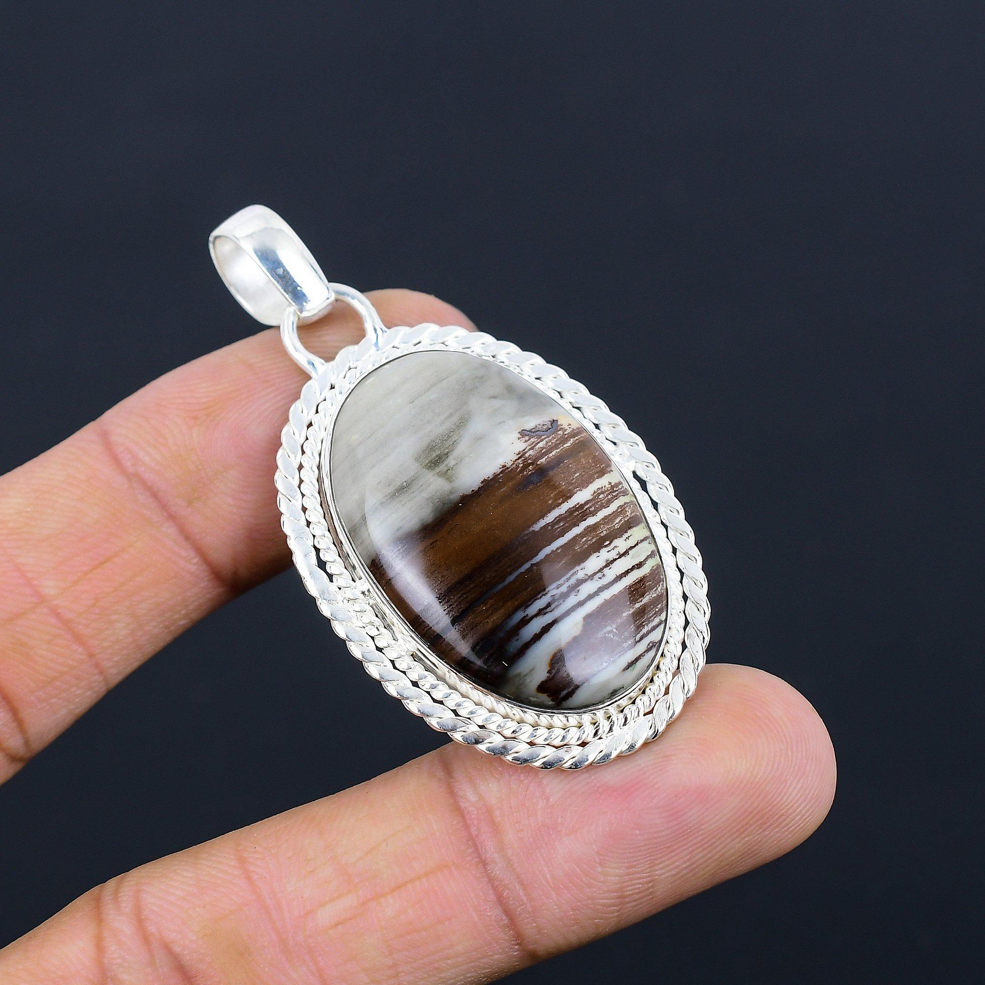 Silver Leaf Jasper Stone Sister Bezel New Pendant Jewelry 925 Sterling Silver