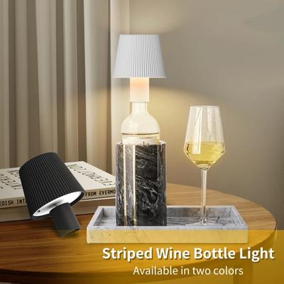 Rechargeable LED Table Lamp Striped Wine Bottle Desktop Lights Touch Switch For Living Room Bedroom Dinner Bar Decor Lighting