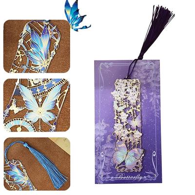 Portable Hollow Hot Stamping Bookmark Cute Butterfly Long Tassel Bookmarks  Stationery Gifts