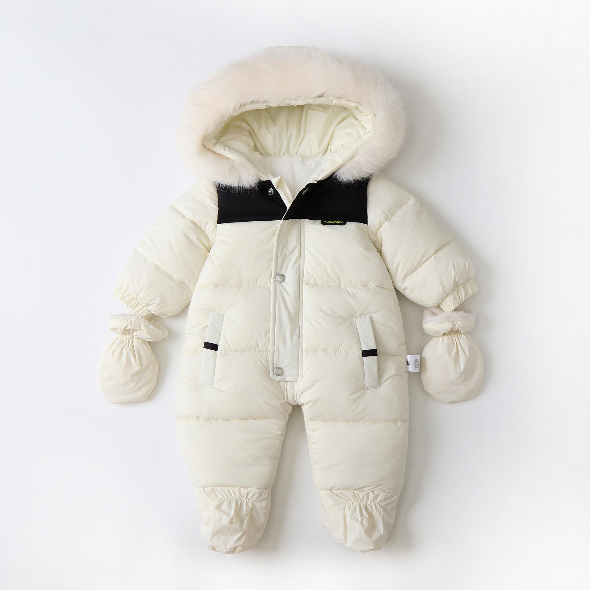 

Зимний комбинезон для новорожденных девочек, теплые детские комбинезоны, перчатки, детский лыжный комбинезон, утепленный детский зимний комбинезон, комплект детской одежды 66cm белый