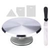 6-Piece Aluminum Cake Decorating Turntable Set With Icing Scraper Spatula Baking Pastry Frosting