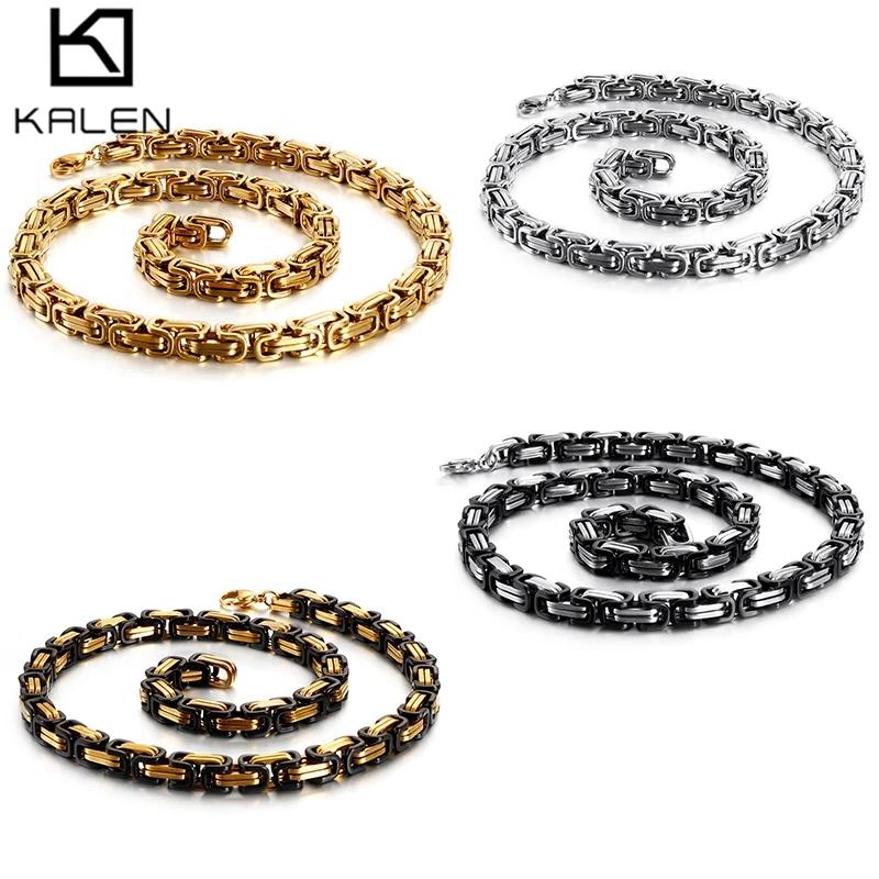 4/5/6/8mm Šířka Byzantský Řetízek Dlouhý Náhrdelník pro Muže Královský Box Řetízek Náhrdelník Pánský Nerezová Ocel Personalizovat Party Šperky