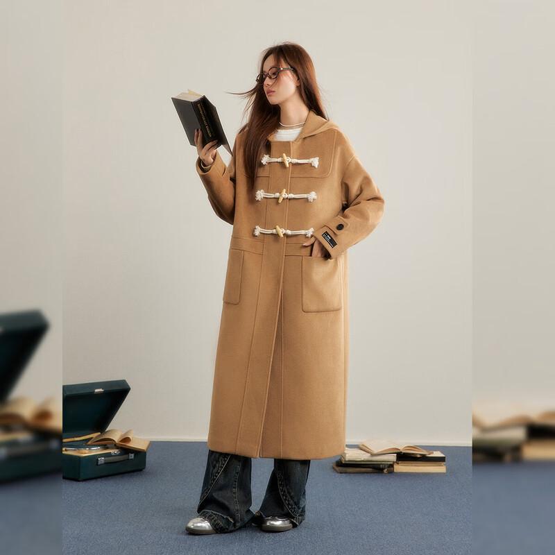 

UNIFREE Women s Hooded Wool Blend Long Coat M