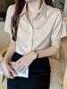 Chiffon Short Sleeve Blouse for Women - Petite French Style, Professional Spring/Autumn Top