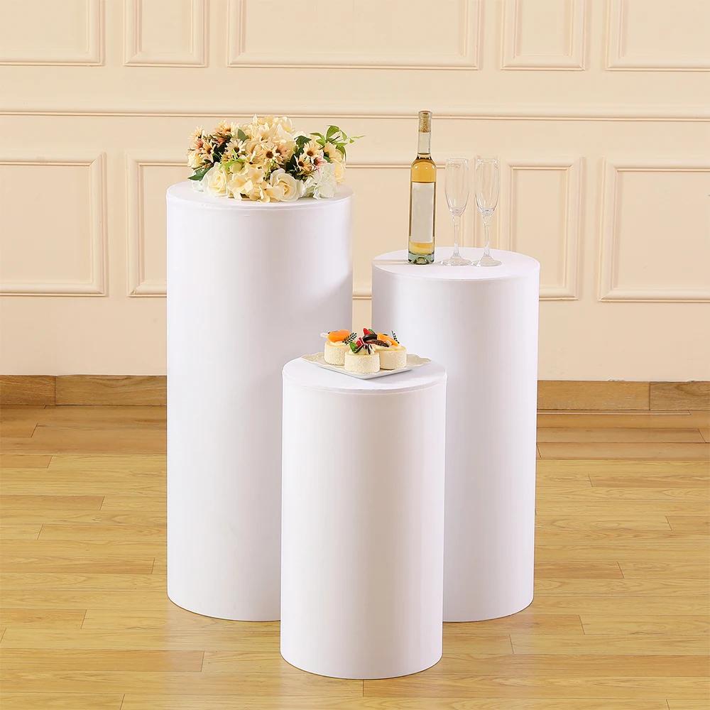 Runtow 3Pcs Wedding Cylindrical Bucket Cover Cloth ,Wedding Party Dessert Table Covers ,Birthday Background Decoration