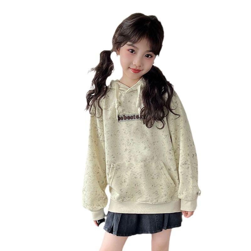 Girls Fleece Lined Hoodie Thick Warm Korean Casual Sweatshirt For Big Kids Autumn Winter