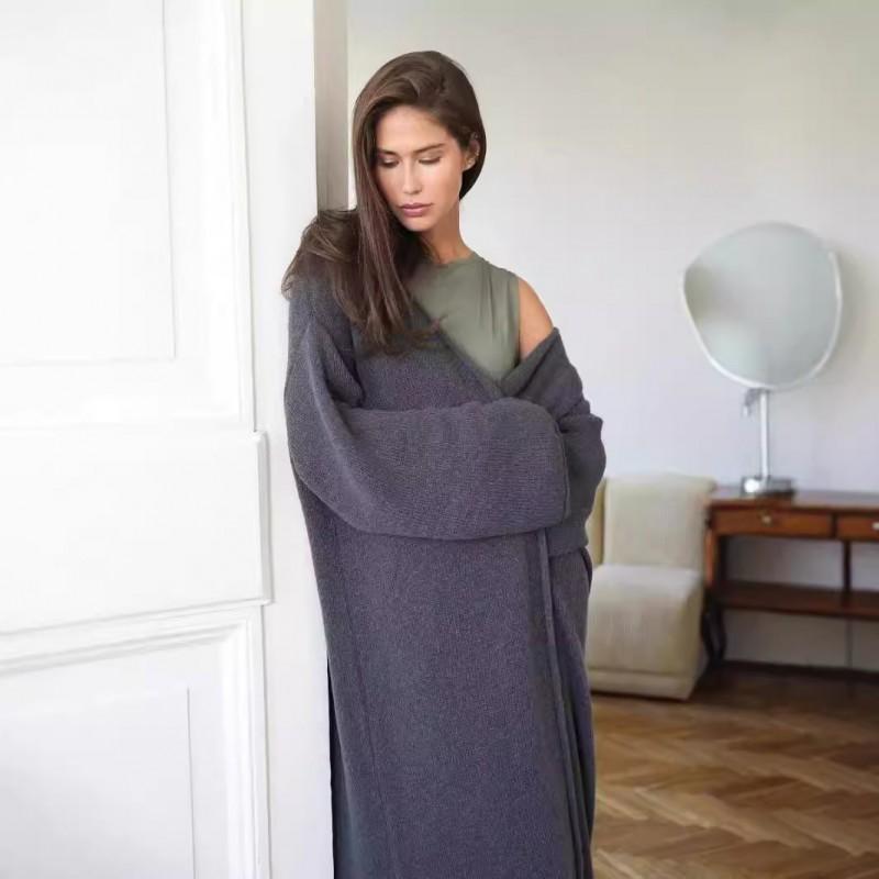 Womens Oversized Crochet Knit Cardigan With V-Neck Loose Fit Long Sleeve Lightweight Mohair Blend Open Front Sweater