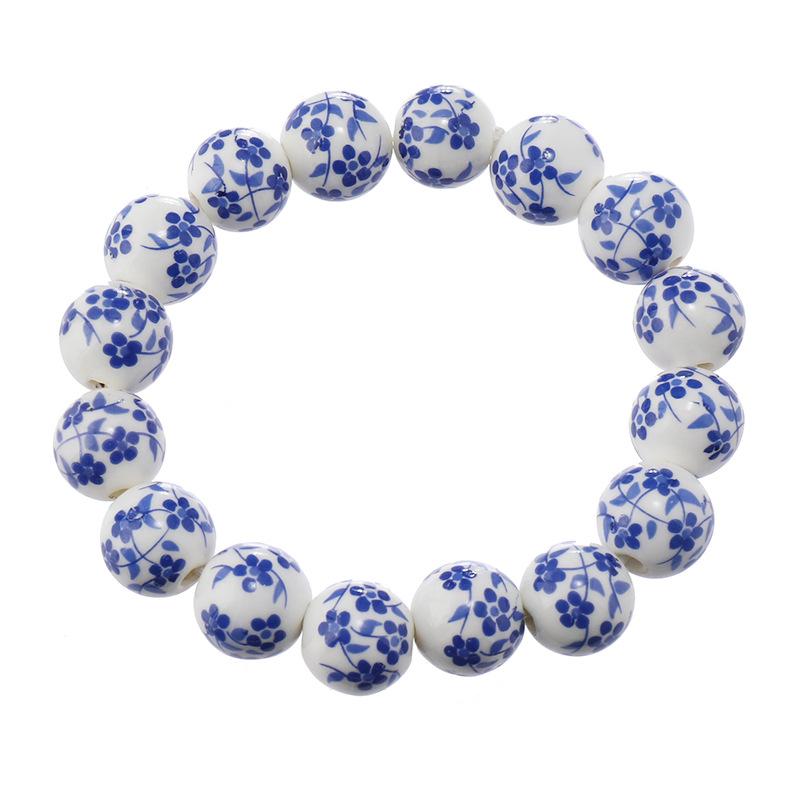 Ceramic beaded flower bracelet women's retro medium and high-end sense simple Jingdezhen bracelet.