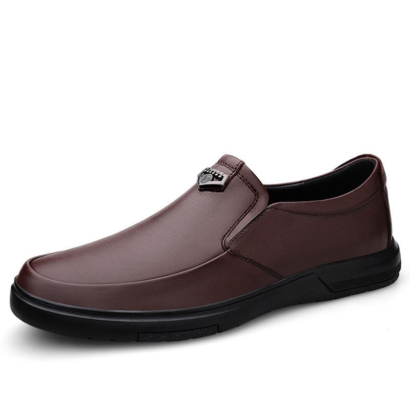 Men s Breathable Genuine Leather Formal Casual Shoes - Large Size Soft Sole Dad Shoes 43 коричневый