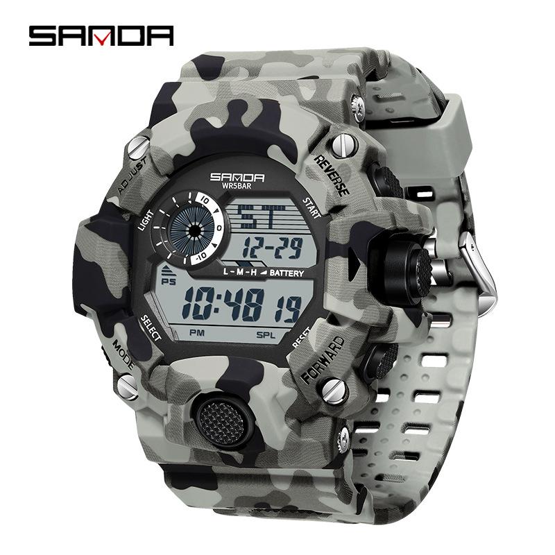 Sanda Multi-functional Outdoor Mountaineering Camouflage Sport Waterproof Alarm Clock Watch