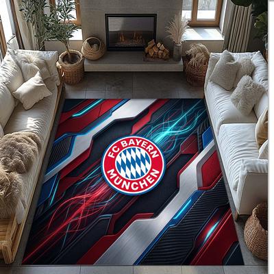 FC Bayern München Bedruckter Flanell Teppich rutschfest weich Polyester Boden Teppich Indoor Dekor Matte für Schlafzimmer Wohnzimmer Sofa Spielzimmer Heimdekoration