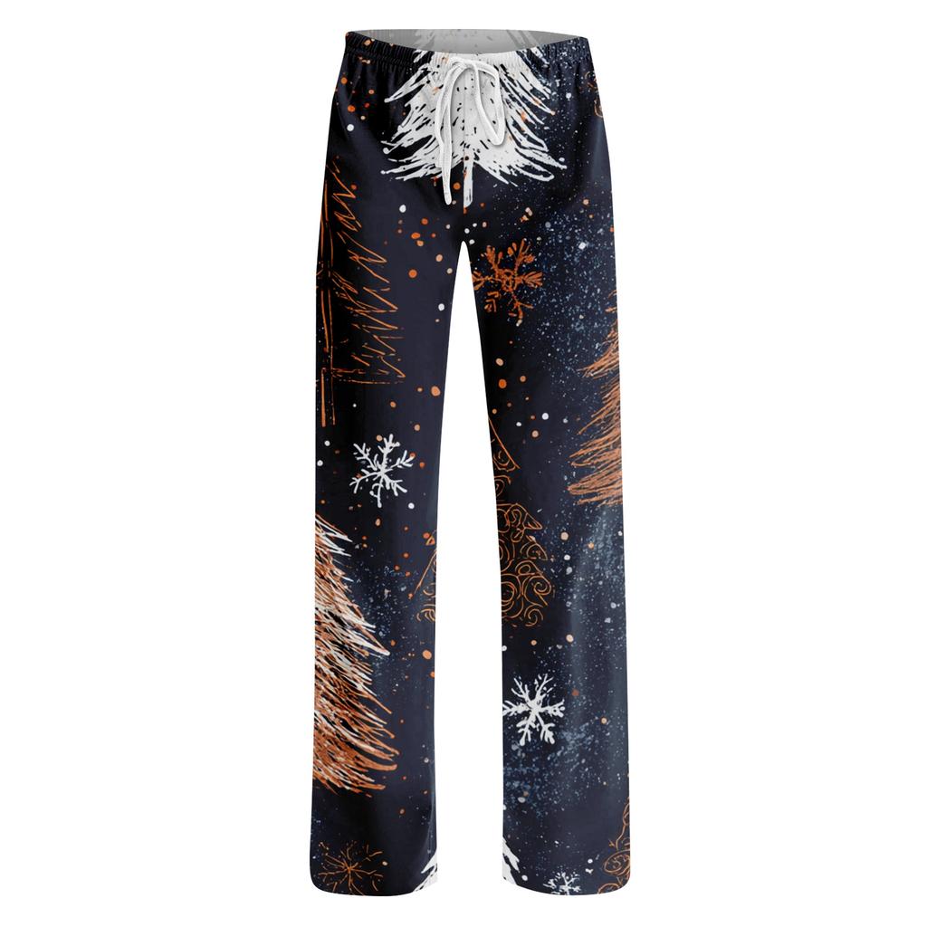 Women's Christmas Print Casual Pants with No Pockets for Holiday Wear