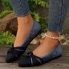 Damen Neue Frühjahrs- und Herbstspitze Flache Einzelne Schuhe Große Größe Mode Fliegendes Gewebe Ein Fuß Slip Lässig