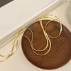 316L Stainless Steel New Fashion Fine  134cm Pull Adjusting Charm Flat Snake Chain Choker Necklaces Pendants For Women