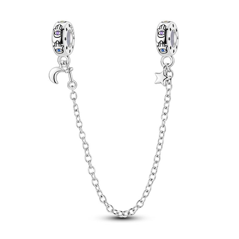 New Copper Linked Hearts Christmas Tree & Bells Safety Chain Charm Fit Bracelet Jewelry Diy Classic Charm Gift