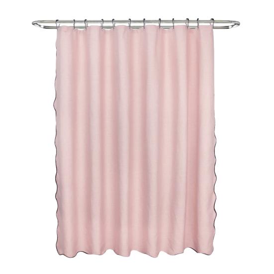 Sprchový závěs s vroubkovaným vzorem, odolný nepromokavý závěs s 12 háčky, pratelný, silný látkový sprchový závěs s černým okrajem do koupelny, hotelové vany