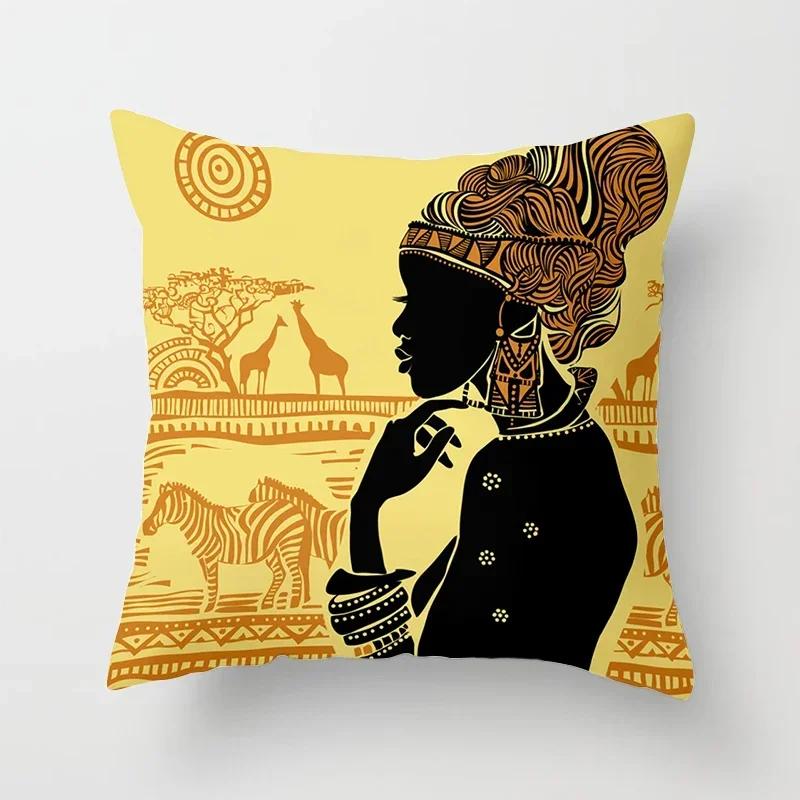 40/45/50/60cm Africa Life Collection Afrikanische Frau Kissenbezug Sofa Auto Dekorative Kissenhülle für Heimdekor Kissenbezug