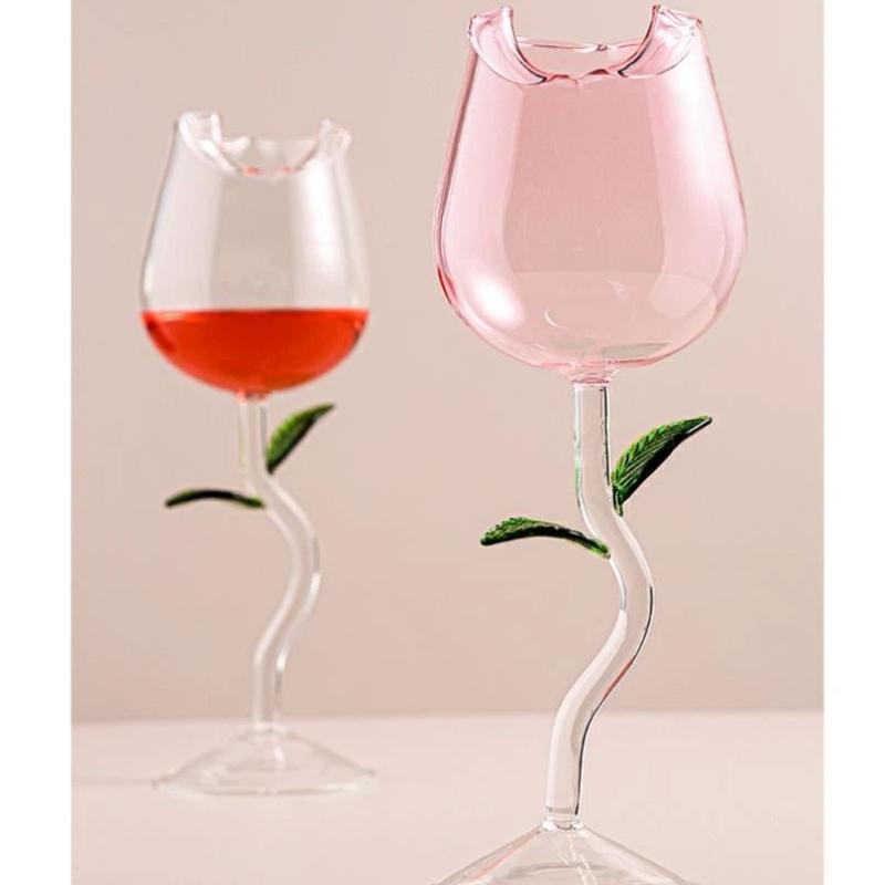 INS-Stil Rosewein-Glas, Eleganter hoher Stiel Rotwein-Kelch für Champagner, Cocktails & Romantisches Essen