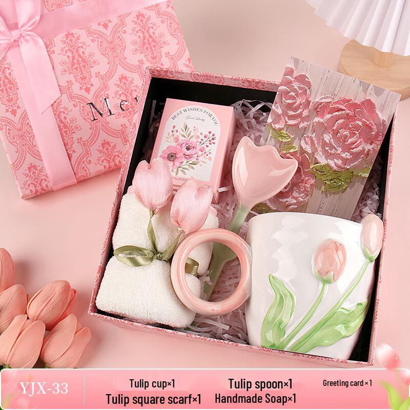 Elegant Tulip Ceramic Mug Gift Set