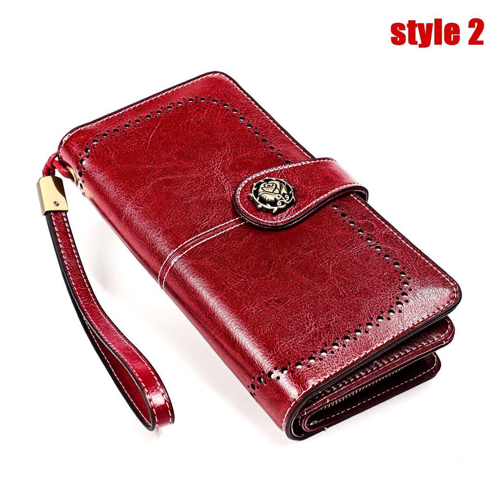 Vintage RFID Retro Genuine Leather Women's Long Clutch Wallet