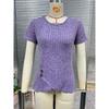2026 Summer Women's Solid Color Round Neck T-Shirt Fashionable Buttoned Pleated Short Sleeve Top