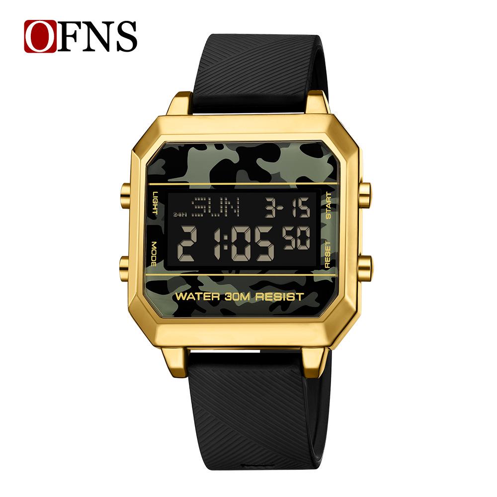 OFNS Trendy Camouflage Square Military-Style Men s Multifunction Sports Watch
