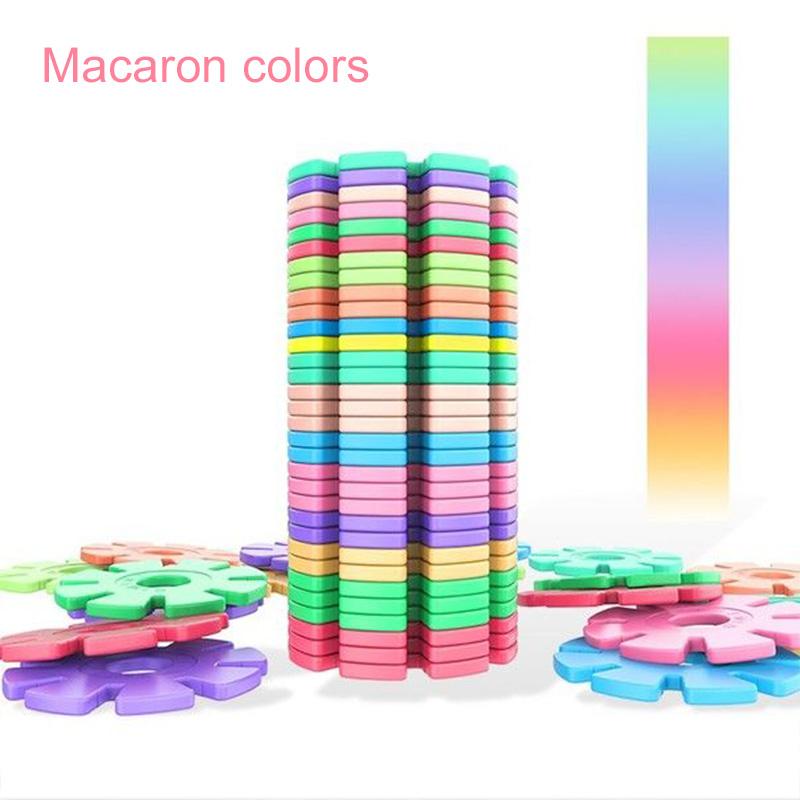 60/100/200 peças Blocos de Construção de Floco de Neve para Crianças Brinquedos Cores Macaron DIY Jogo de Jardim de Infância Montagem Brinquedo Educativo Presente TMZ