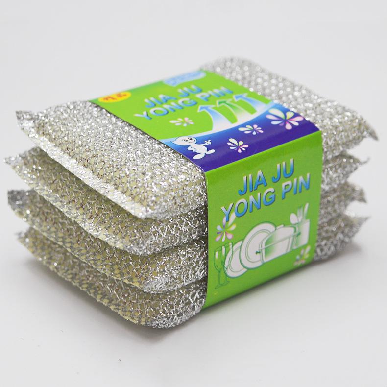 Durable Silver Thread Dishcloth: Double-Sided, Oil-Resistant, Steel Wool Cleaning Towel