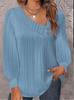 2024 Independent Station Wish Amazon, Spring and Summer Simple Fashion V-neck Button Solid Color Long-sleeved Shirt Women
