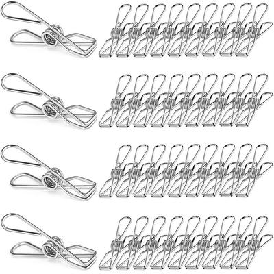 Laundry Clips Stainless Steel Rustproof Windproof 48-Pack Strong Grip Indoor Outdoor Clothesline Drying Silver Multipurpose 48P-6CM