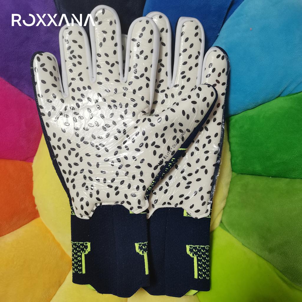 ROXXANA Rutschfeste Latex Fußball Torwarthandschuhe Erwachsene Kinder Hochleistungs Fußballhandschuhe Latex Verdickter Fingerschutz