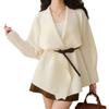 Elegant European & American Sweater Coat - Women's Autumn/Winter Knit, Loose Fit with Waist-Cinching Design, Versatile for Any Occasion