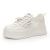Little White Shoes Women's Versatile Leather Muffin Thick-soled Small Comfortable Sports and Leisure Board Shoes