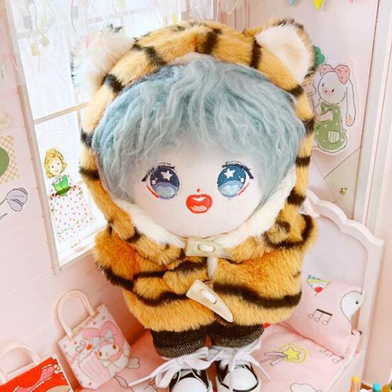 Doll Clothes Tiger Pattern Dress-up Fabric Beautiful Doll Hooded Coat Pants Outfit for 20cm Doll