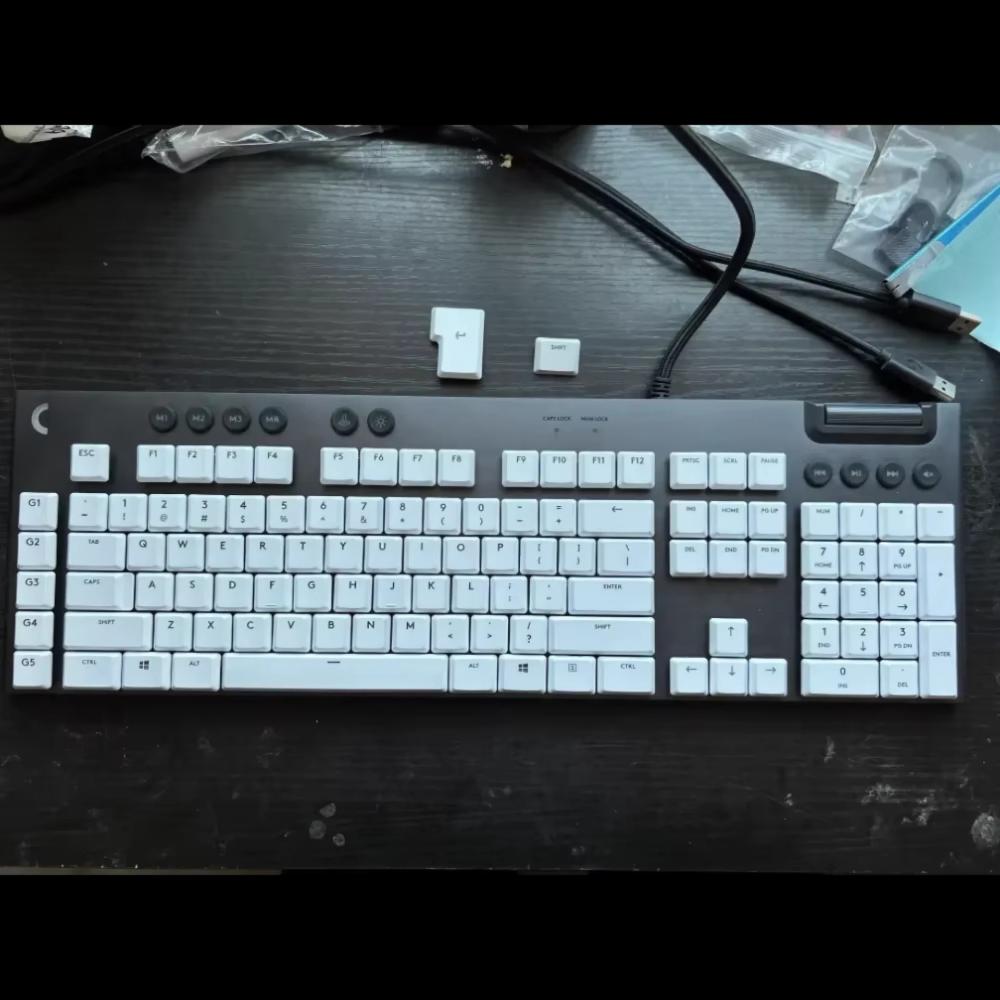 Replacement Keycaps for Logitech Mechanical Keyboard, Replacement Parts, Black and White, G815, 813, G915, 913, TKL