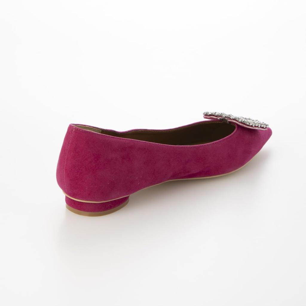 Evol Damen IX5529 Pinke Wildleder Ballerinas mit spitzer Zehenpartie und abnehmbarer Schnalle, Größe 23,0 cm