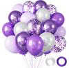 Fogman Balloon Decoration Set for Birthday Party 30 White and Purple Balloons