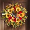 Sunflower Decorative Wreath - French Countryside Spring Door Hanging with Artificial Flowers