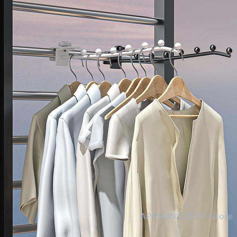 Wall Mount Clothes Hanger Dormitory Bedside Clothes Drying Rack Window Space Saving Closet Organizer For Bedroom Clothing Stores