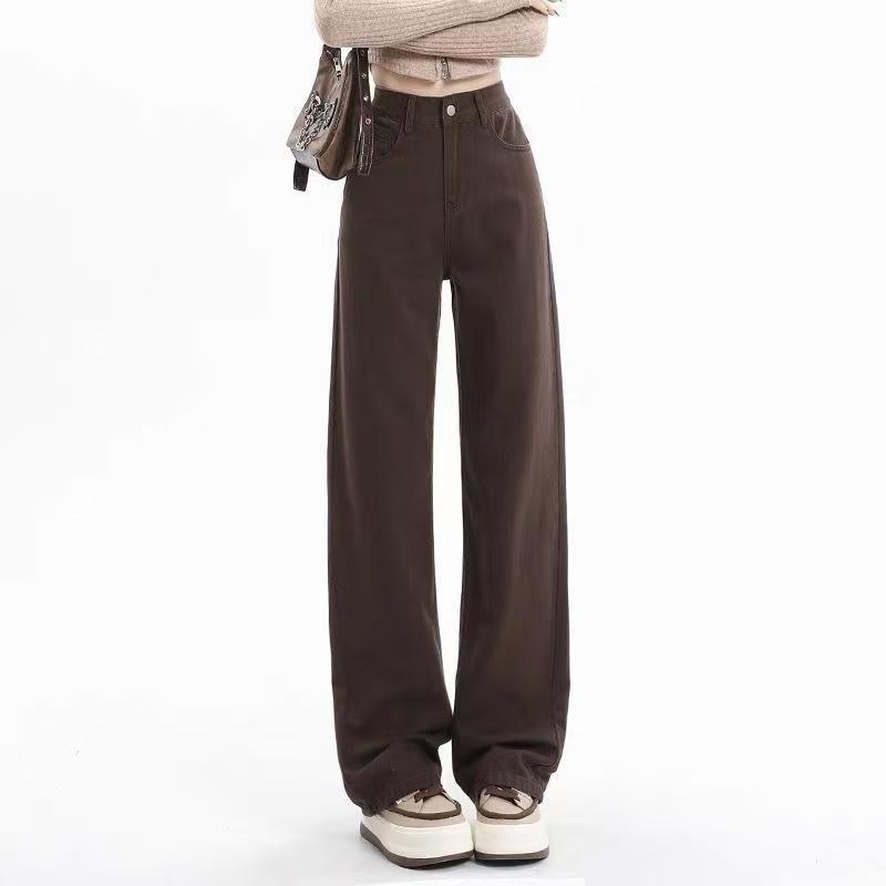 European and American cross-border American rhinestone jeans retro hot diamond personalized high street trendy brand high waist straight loose wide-le