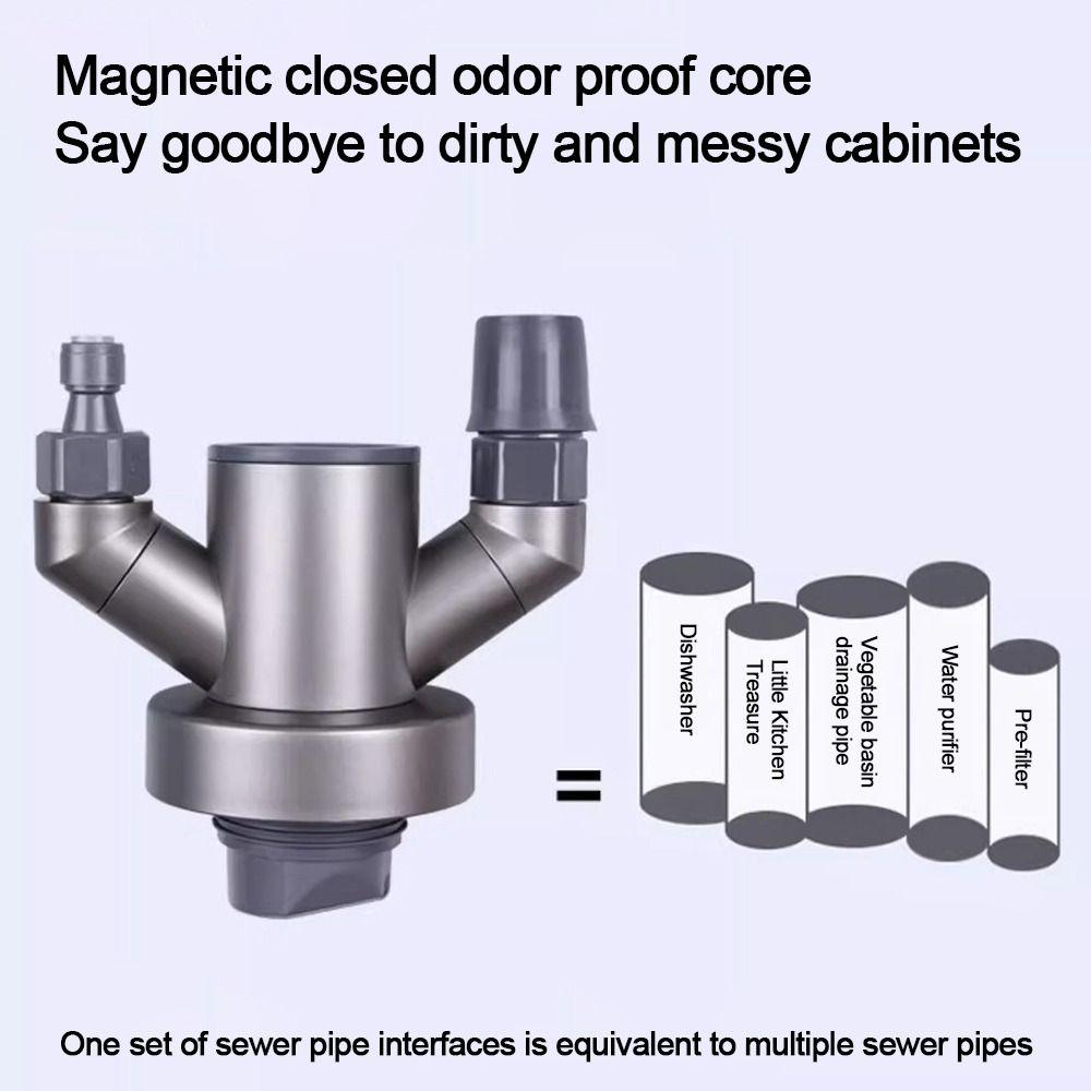 Anti Odor Sink Drain Pipe Adapter Multifunctional Sealing Ring Kitchen Basin Sewer Branch Dual-Interface Neat